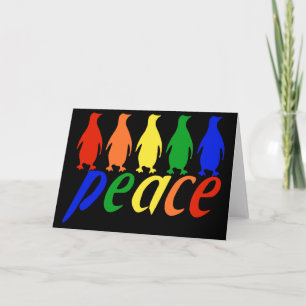 Tarjeta Pingüinos de la paz del arco iris
