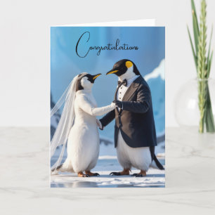 Tarjeta Pingüinos de novia y de Groom en un Iceberg