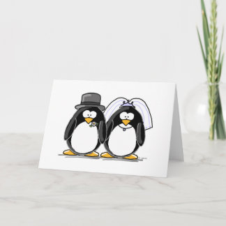 Tarjeta Pingüinos de novia y del novio