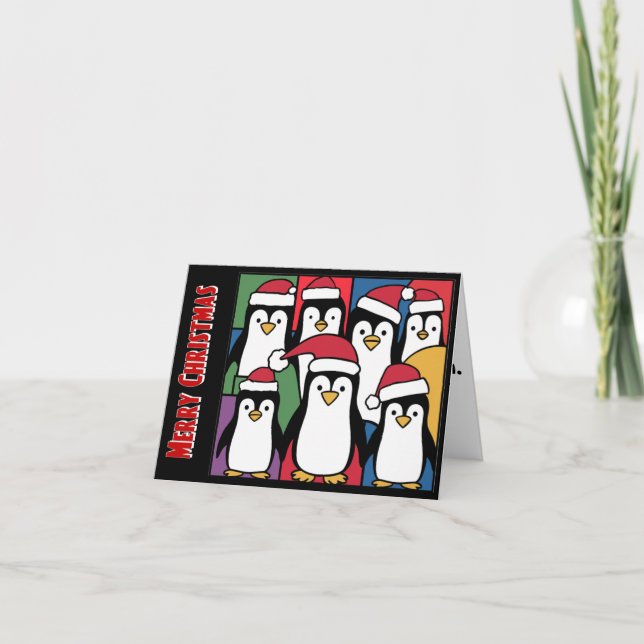 Tarjeta Pingüinos divertidos en el resumen de Navidades de (Anverso)