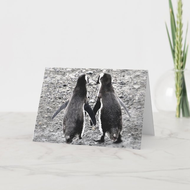 Tarjeta Pingüinos enamorados (Anverso)