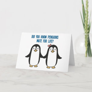 Tarjeta Pingüinos lindos románticos aman