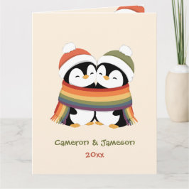 Tarjeta Pingüinos Orgullosos Acogedores de Navidad