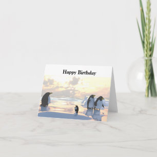 Tarjeta pingüinos relajándose en un témpano de hielo