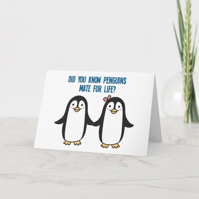 Tarjeta Pingüinos románticos y lindos aman (Anverso)