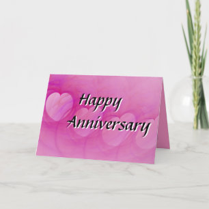 Tarjeta Pink Abstract Heart Happy Anniversary