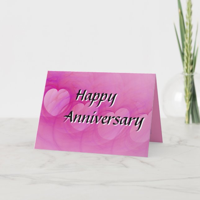 Tarjeta Pink Abstract Heart Happy Anniversary (Anverso)