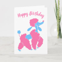Pink and Blue Poodle Happy Birday
