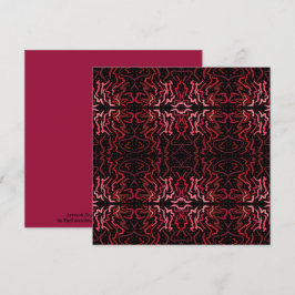 Tarjeta Pink And Red Dots And Squiggles Pattern On Black