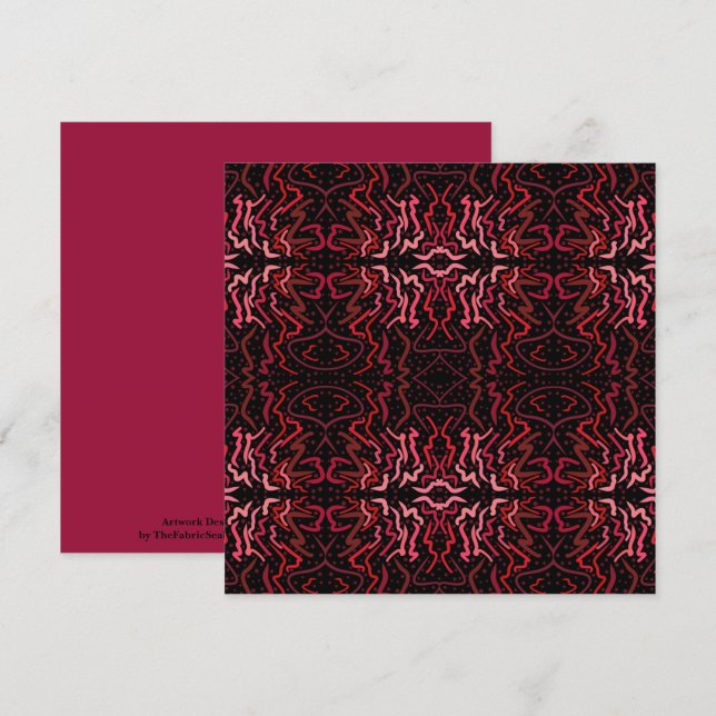 Tarjeta Pink And Red Dots And Squiggles Pattern On Black (Anverso / Reverso)