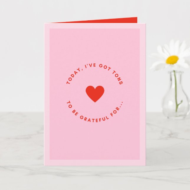 Tarjeta Pink And Red Valentine's Day Love & Gratitude  (Planta pequeña)
