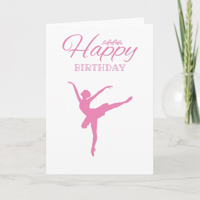 Tarjeta Pink Ballerina Silhouette - Cumpleaños (Anverso)