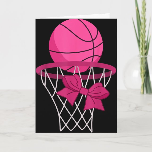 Tarjeta Pink Basketball Bow Hoop Sporty Design For Athlete (Anverso)