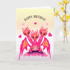 Tarjeta Pink Birthday Dragon