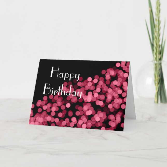 Tarjeta Pink Bokeh Lights Happy Birday Card (Anverso)