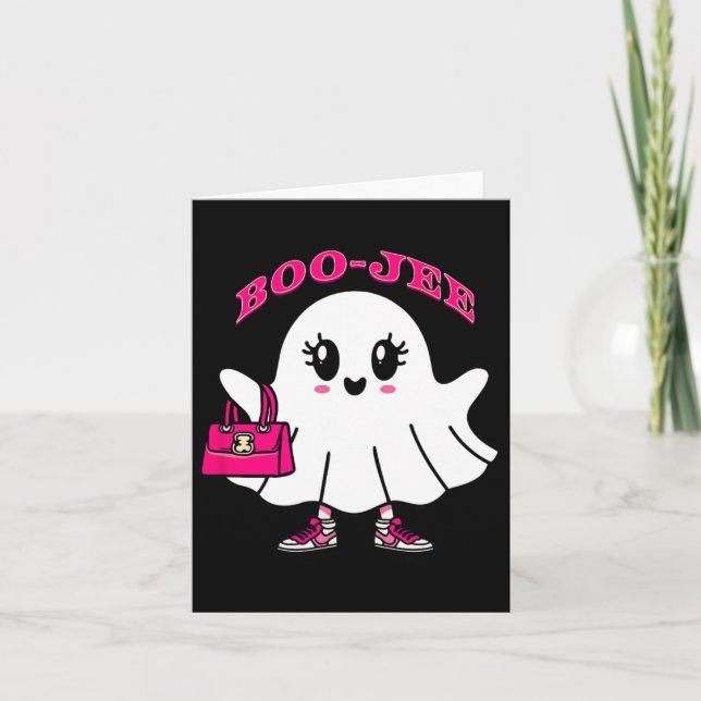 Tarjeta Pink Boo-jee Funny Ghost Halloween (Anverso)