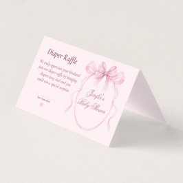 Tarjeta Pink Bow Diaper Raffle Card for Baby Shower