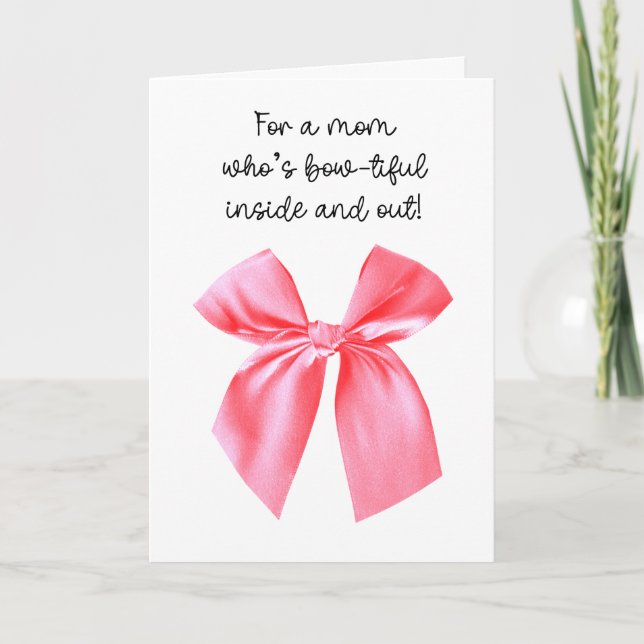 Tarjeta Pink Bow feliz Día de la Madre (Anverso)