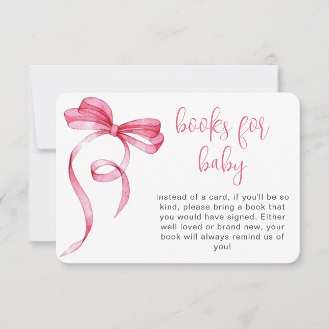 Tarjeta Pink Bow Gingham Books Para El Alojamiento De Los  (Anverso)
