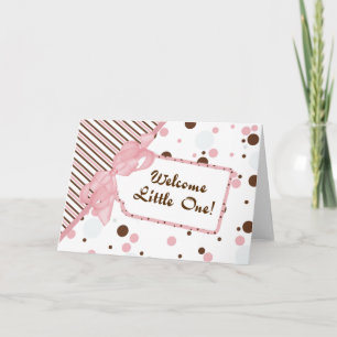 Tarjeta Pink & Brown Welcome Little One New Baby Card