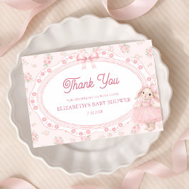 Tarjeta Pink Bunny Preppy Baby Shower Thank You  Card