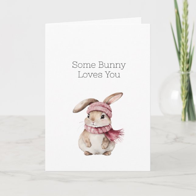 Tarjeta Pink Bunny Rabbit Love (Anverso)