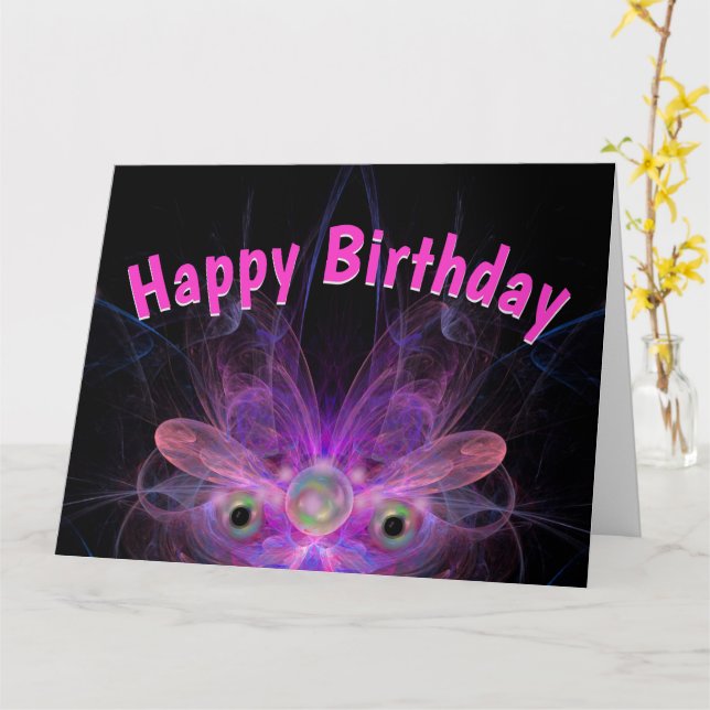 Tarjeta Pink Butterfly Angel Happy Birday BIG Card (flor amarilla)