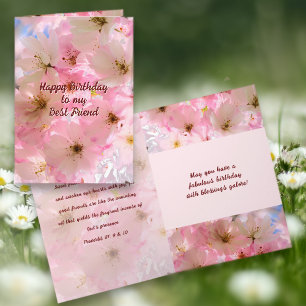 Tarjeta Pink Cherry Blossoms Birthday Blessings Card