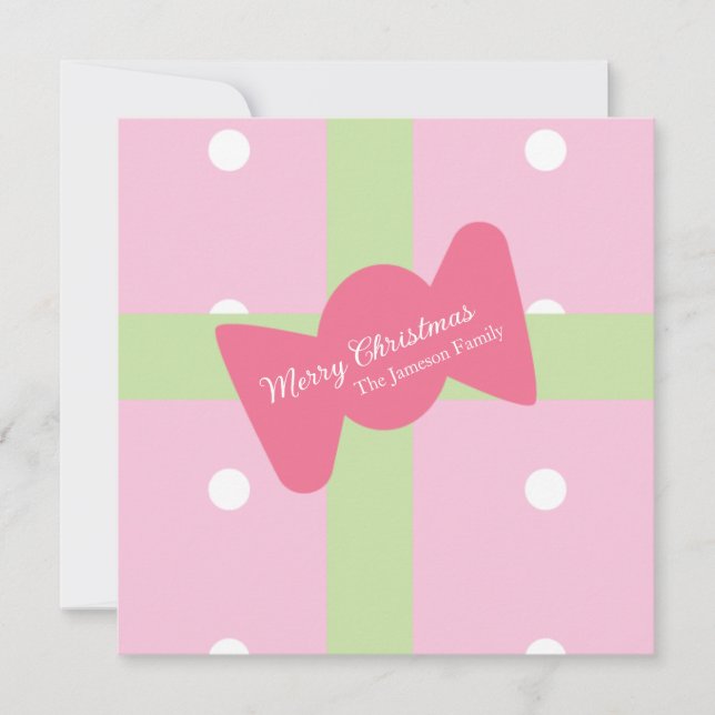Tarjeta Pink Christmas Present Family  (Anverso)
