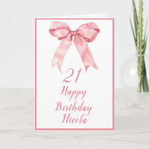 Tarjeta Pink Coquette Bow Birday Party