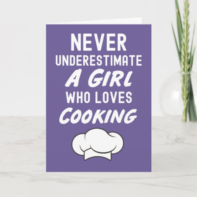 Tarjeta Pink Cute Cooking Cards For Girls For Kids Girly (Anverso)