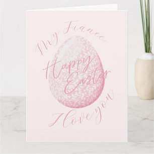 Tarjeta Pink Cute Happy Easter Egance Fiance Holiday Card