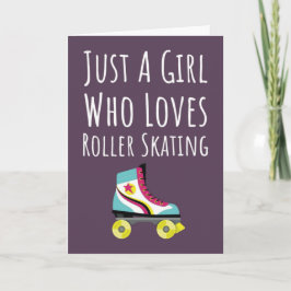 Tarjeta Pink Cute Roller Skating Cards For Baby Girls Kids