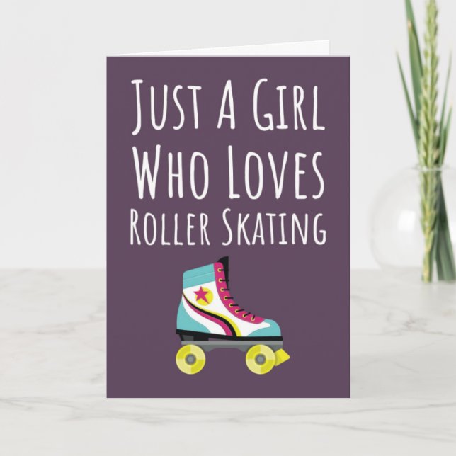 Tarjeta Pink Cute Roller Skating Cards For Baby Girls Kids (Anverso)