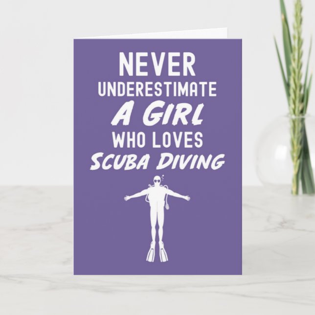 Tarjeta Pink Cute Scuba Diving Cards For Girls Snorkeling  (Anverso)