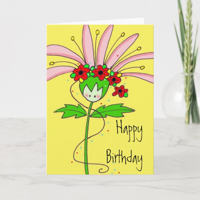 Tarjeta Pink Daisy Happy Birday (Anverso)