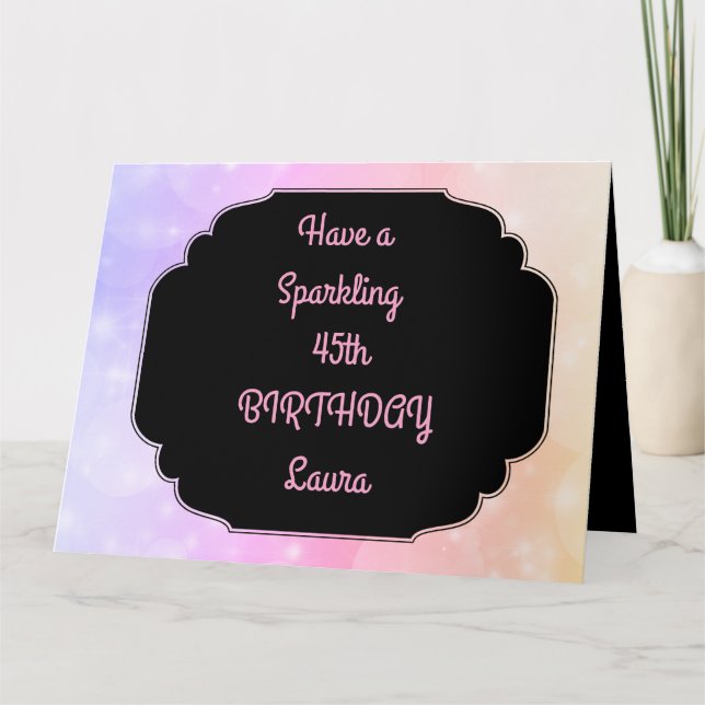 Tarjeta Pink de lujo personalizado 45 cumpleaños (Anverso)
