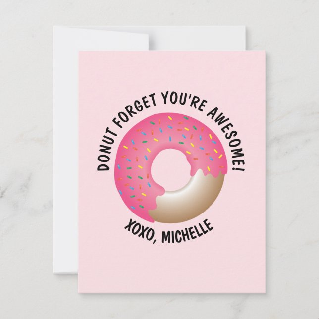 Tarjeta Pink Donut olvida que eres genial XOXO Valentine (Anverso)