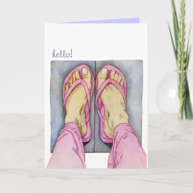Tarjeta Pink Feet Hello (Anverso)