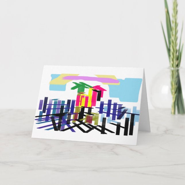 Tarjeta Pink flamingo beach (Anverso)