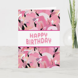 Tarjeta Pink Flamingo Happy Birday Card