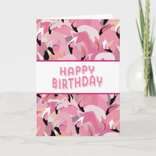 Tarjeta Pink Flamingo Happy Birday Card