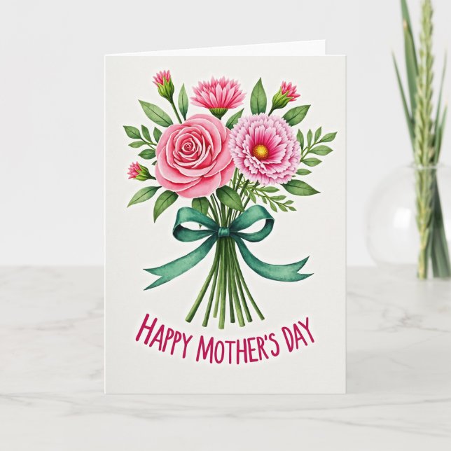 Tarjeta Pink Floral Celebration Card (Anverso)