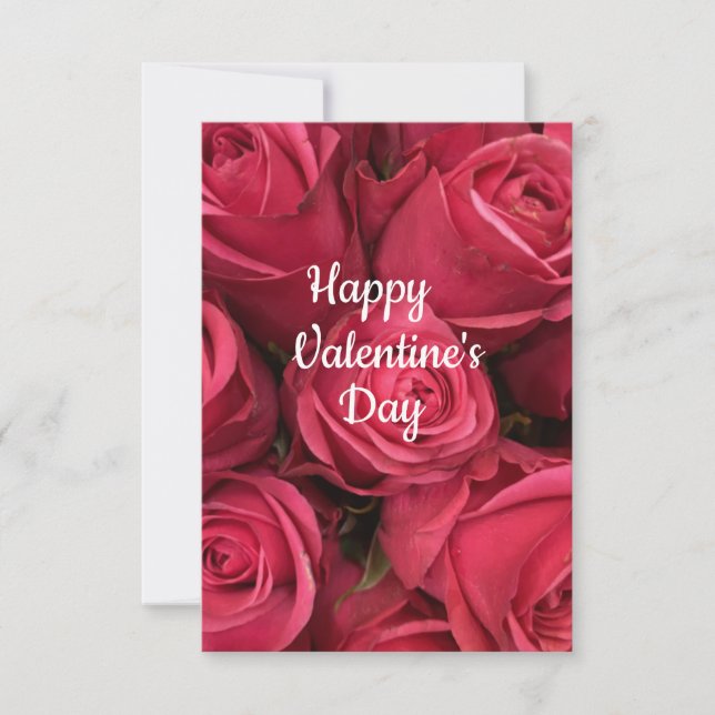 Tarjeta Pink Floral Happy Valentine Day Card (Anverso)