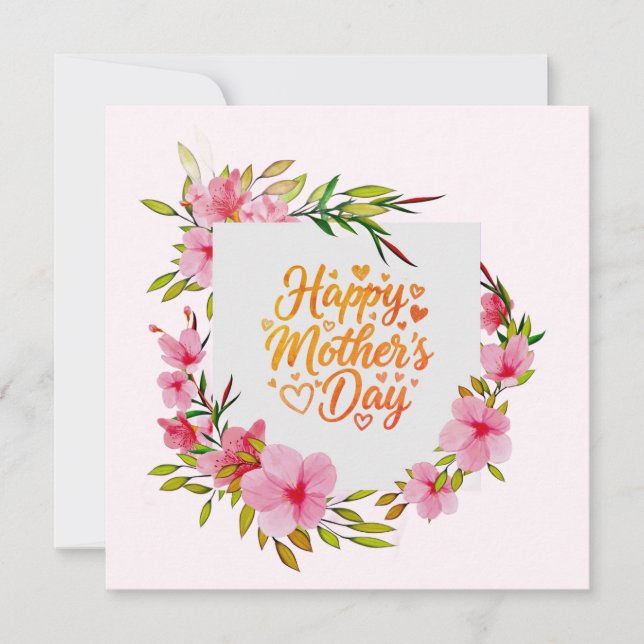 Tarjeta Pink Floral "I Love You Mom" Happy Mother's Day (Anverso)