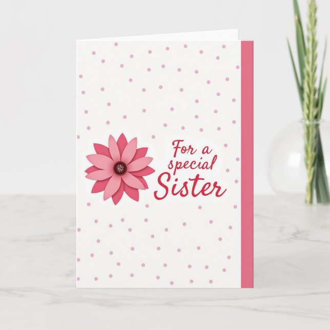 Tarjeta Pink Floral Special Sister Card (Anverso)