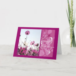 Tarjeta Pink flowers floral nature happy holidays designer