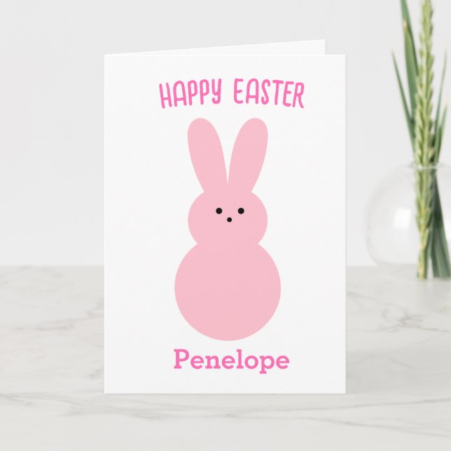 Tarjeta Pink Happy Easter Bunny (Anverso)