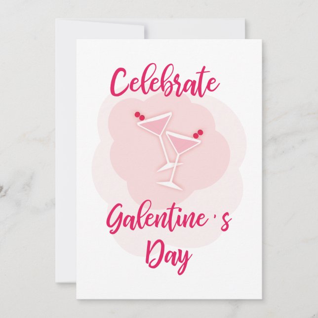 Tarjeta Pink Happy Galentines Day for Best Friend (Anverso)