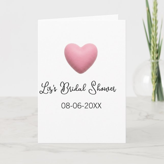 Tarjeta Pink heart pastel retro bridal shower date boho te (Anverso)